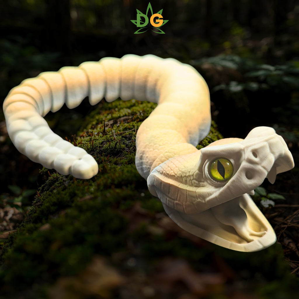 Articulated Rattlesnake 3D Printed Flexi with Realistic Glass Eyes