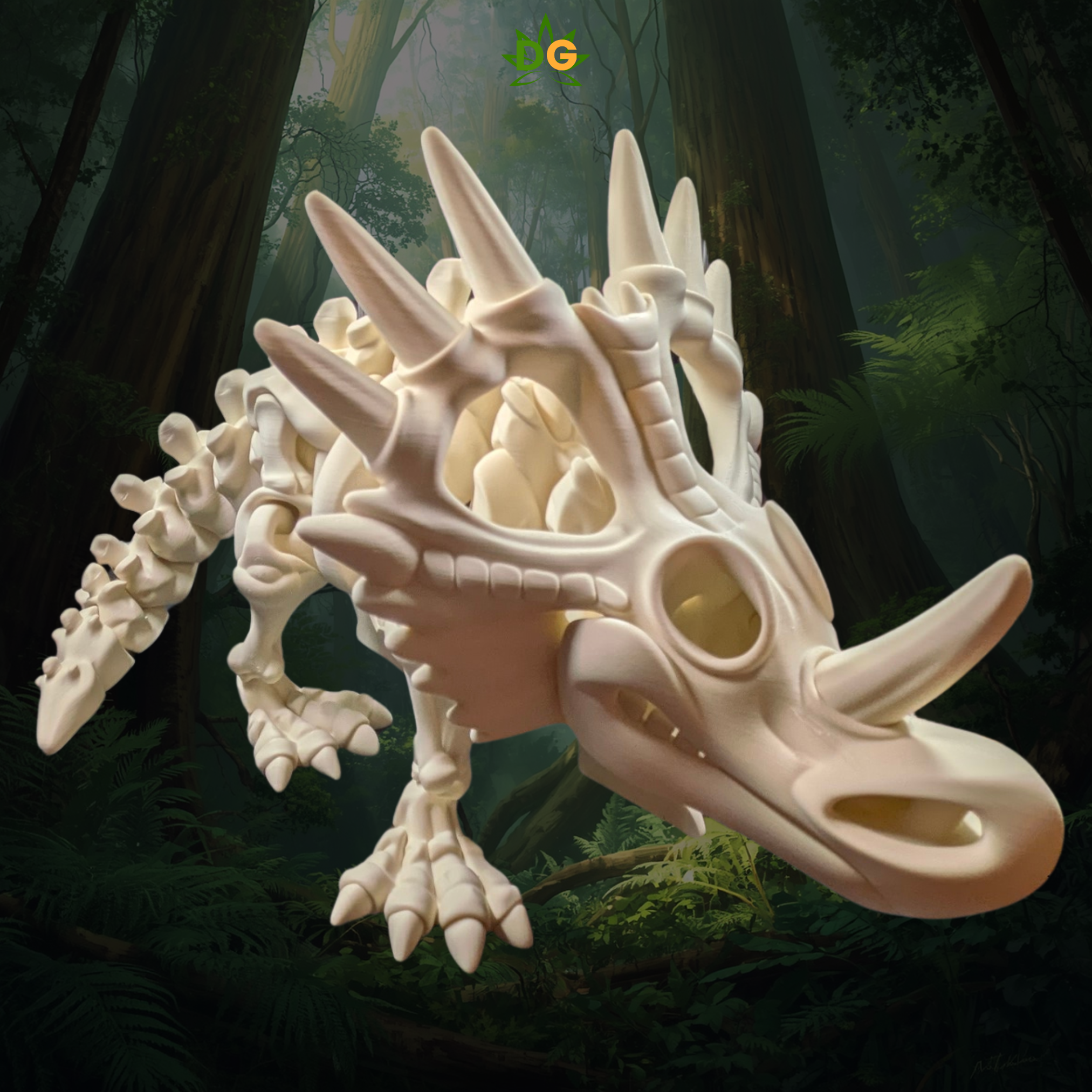 Flexi 3D Printed XL Skeleton Styracosaurus Articulated Fidget Figurine