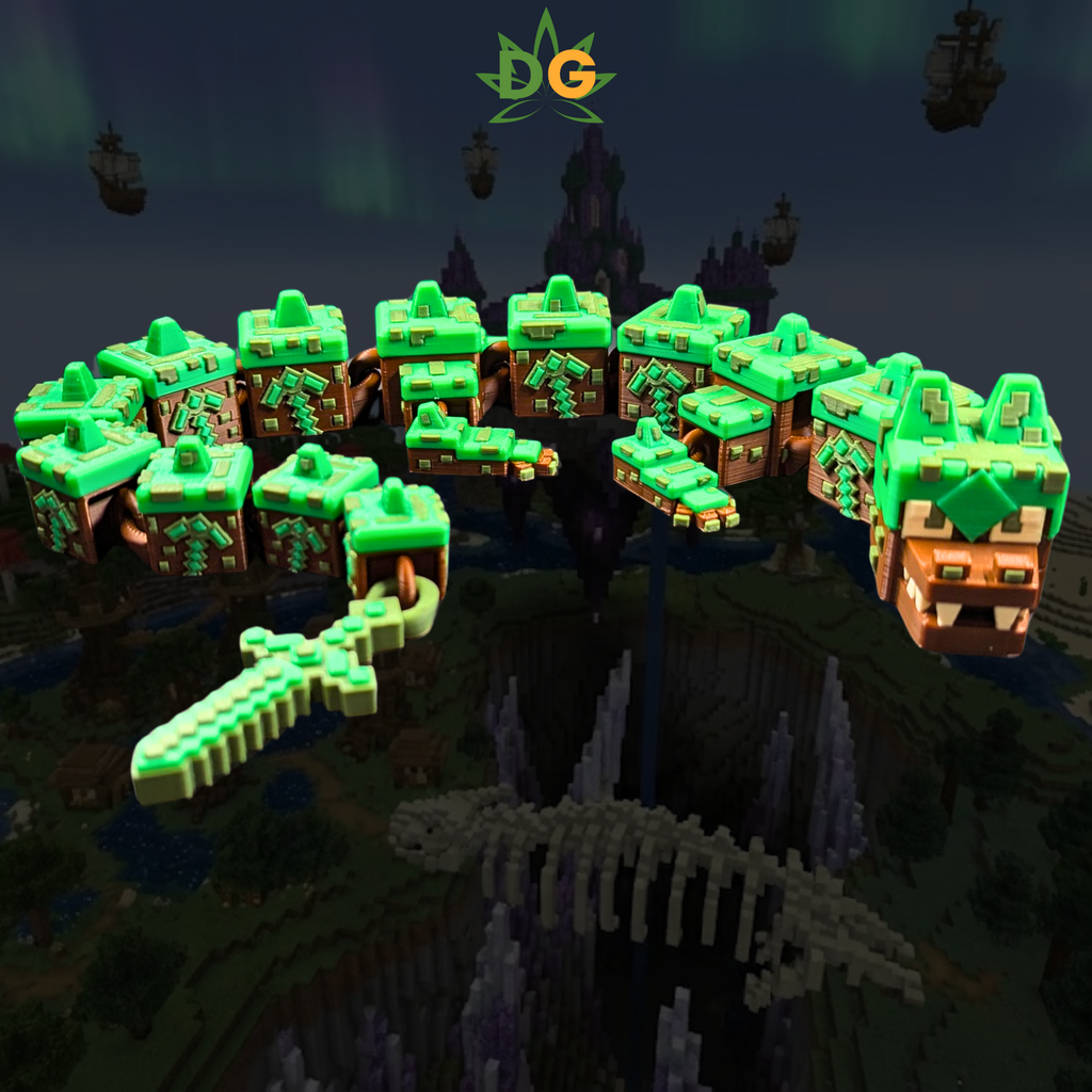 Articulated Earth Dragon Flexi - 3D Printed Pixelated Dragon Figure