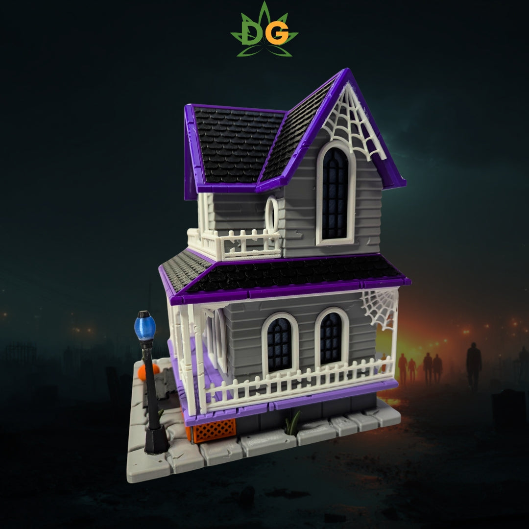 Ghoulishly Haunted House: Light-Up Halloween Decor, Intricate Details, Detachable Roof for Easy Custom Lighting!