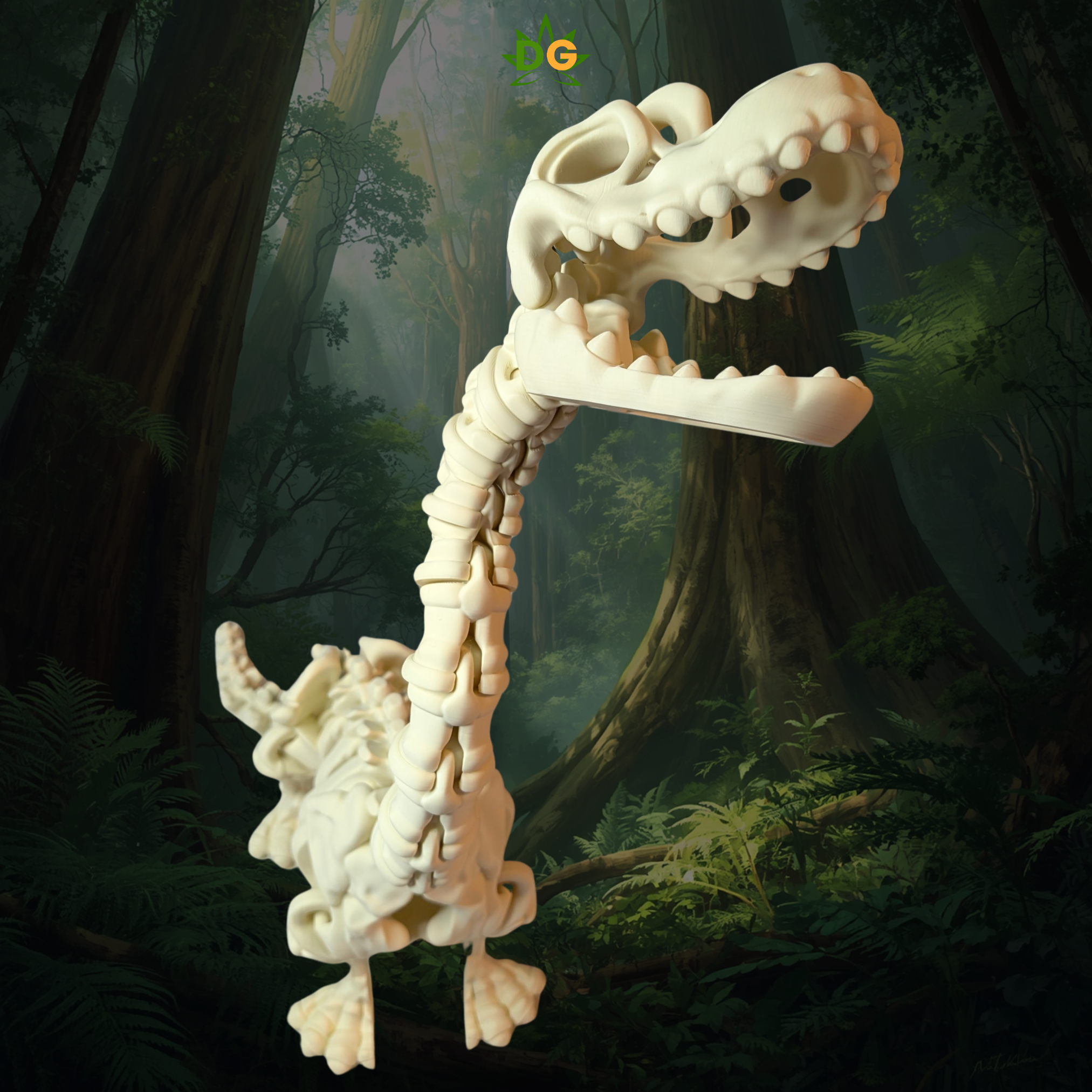 Articulated 3D Printed XL Skeleton Brachiosaurus Figurine and Fidget