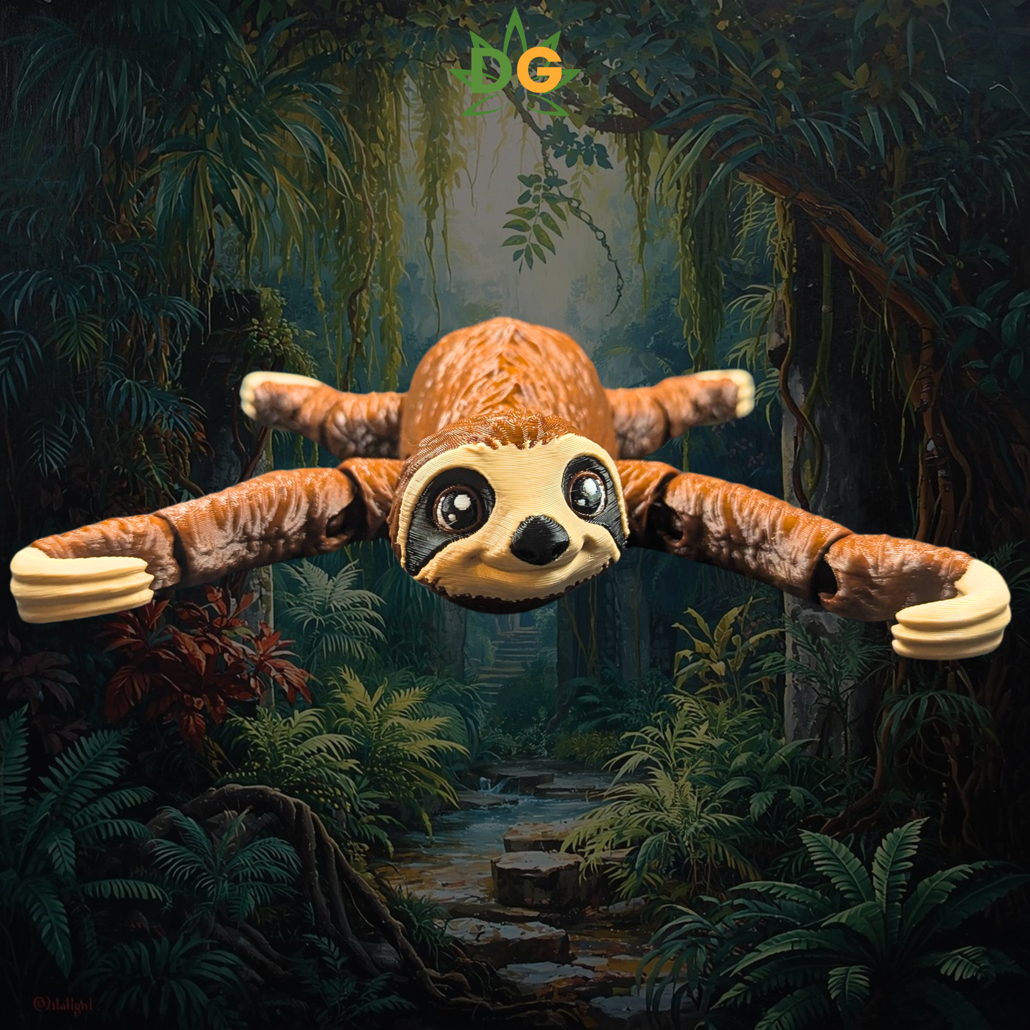 Hanging Sloth 3D Printed Model - Posable Flexi Figure - Sloth Lover Gift