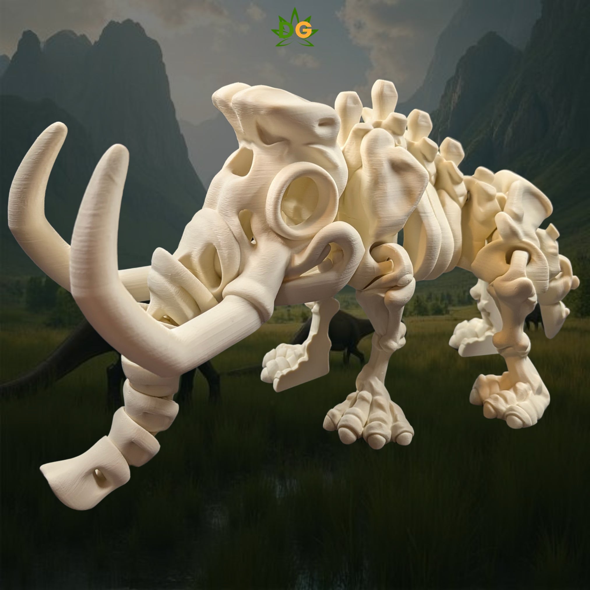 XL Prehistoric Woolly Mammoth Skeleton Flexi Desk Display Figure