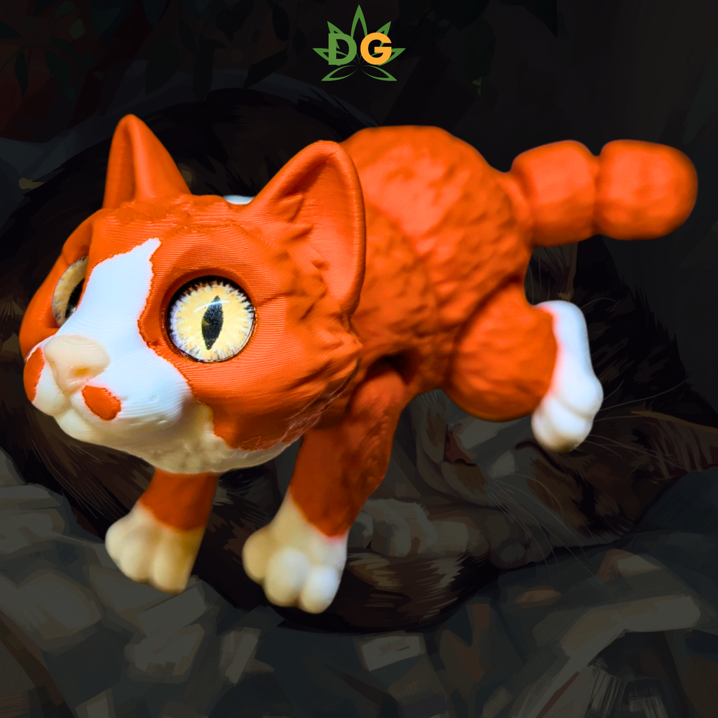 Toasty Orange Malone Kitty Flexi | 3D Printed Desk Buddy