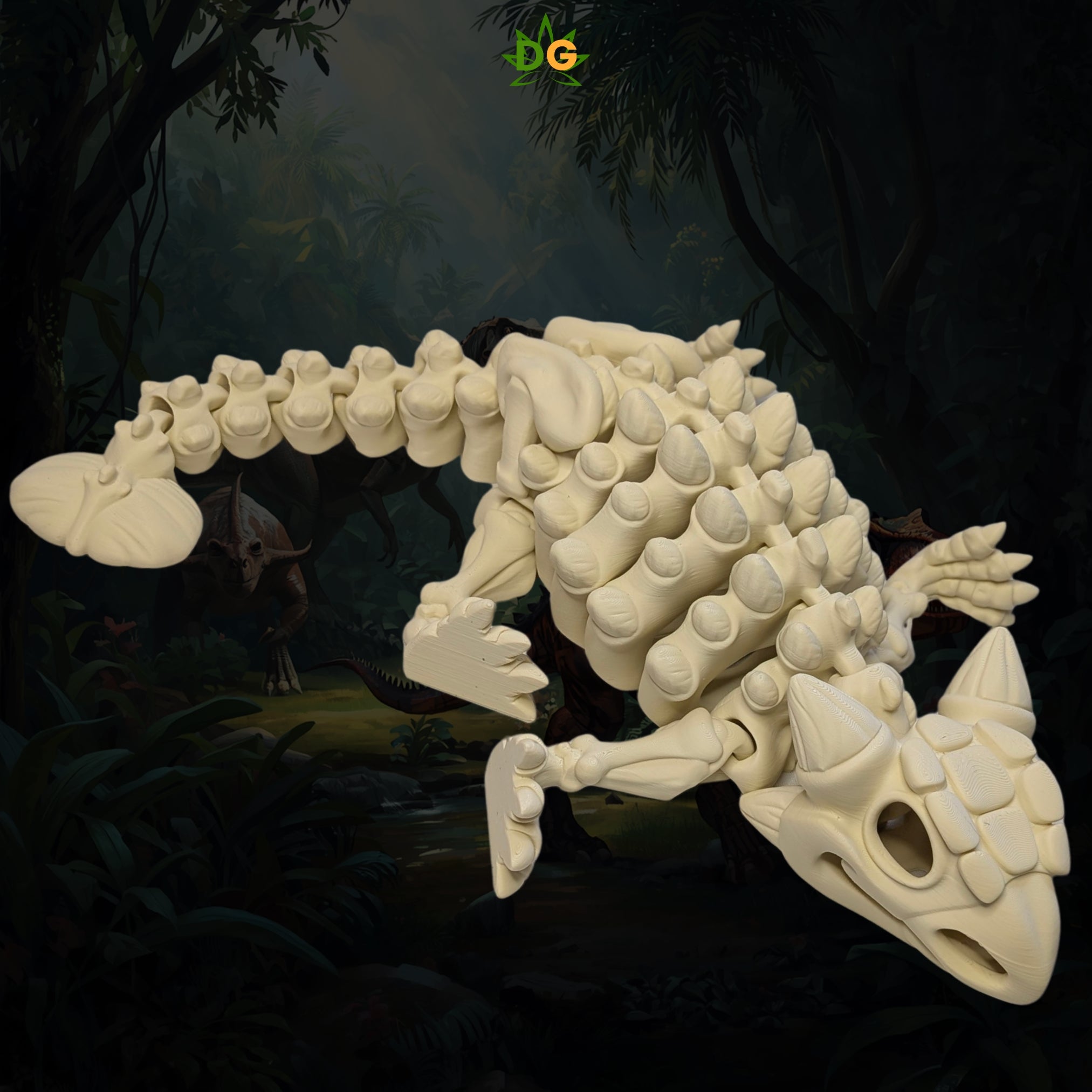 XL Flexi Skeleton Ankylosaurus Figurine Desk Accessory 3D Printed