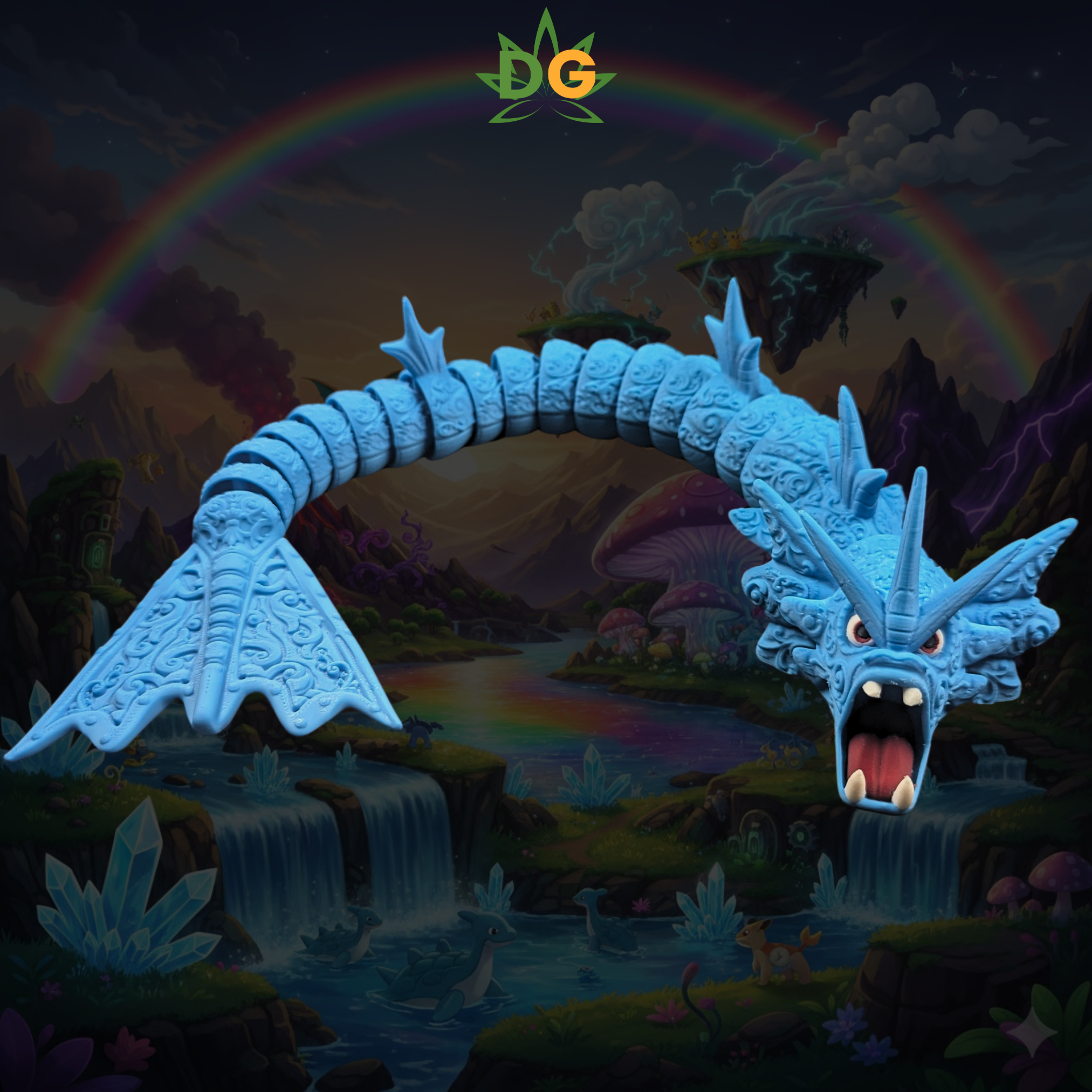 Deluxe Articulated Tidal Serpent – 3D Printed Crystal Sea Dragon Flexi