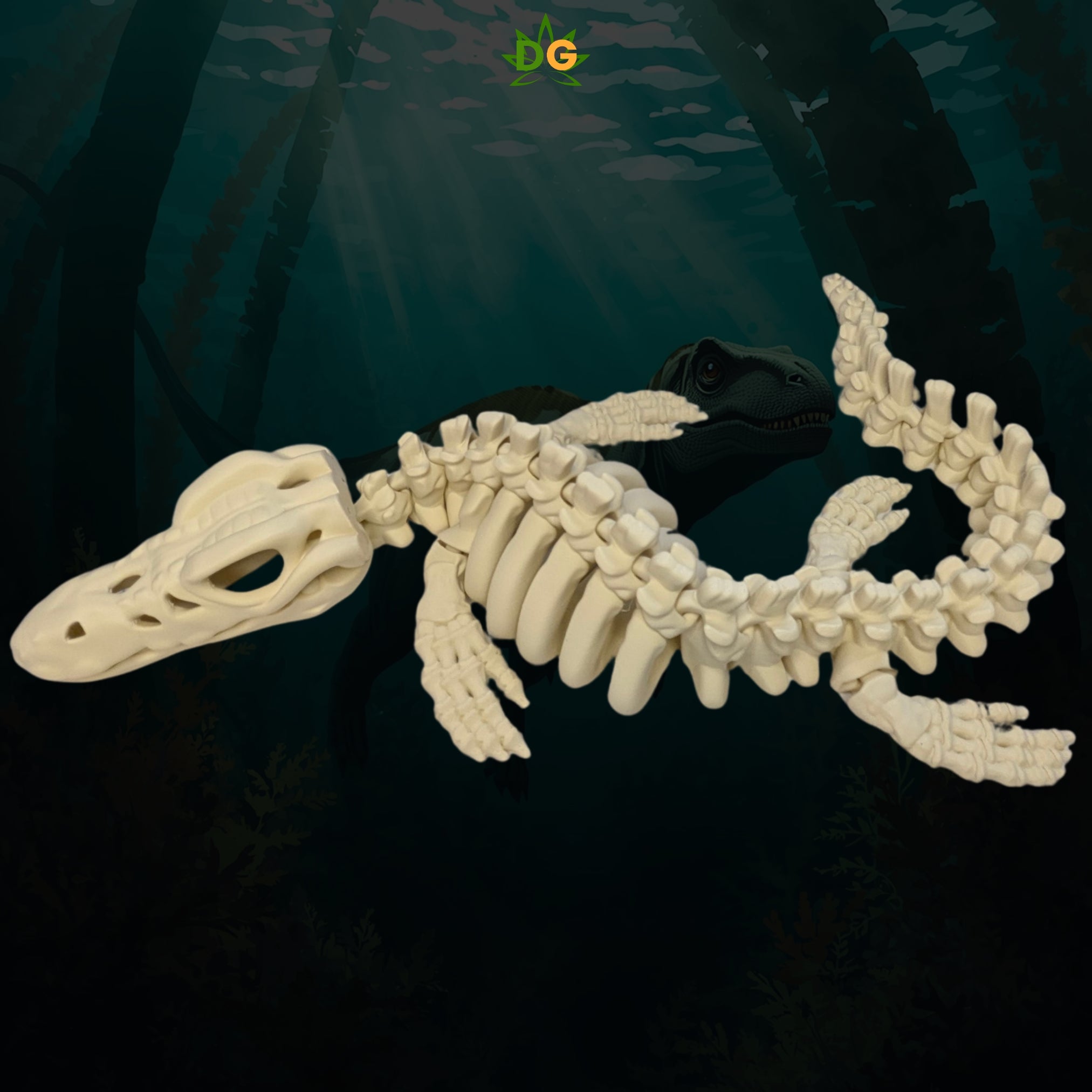 XL Articulated Skeleton Mosasaurus Figurine Desk Accessory 3D Printed