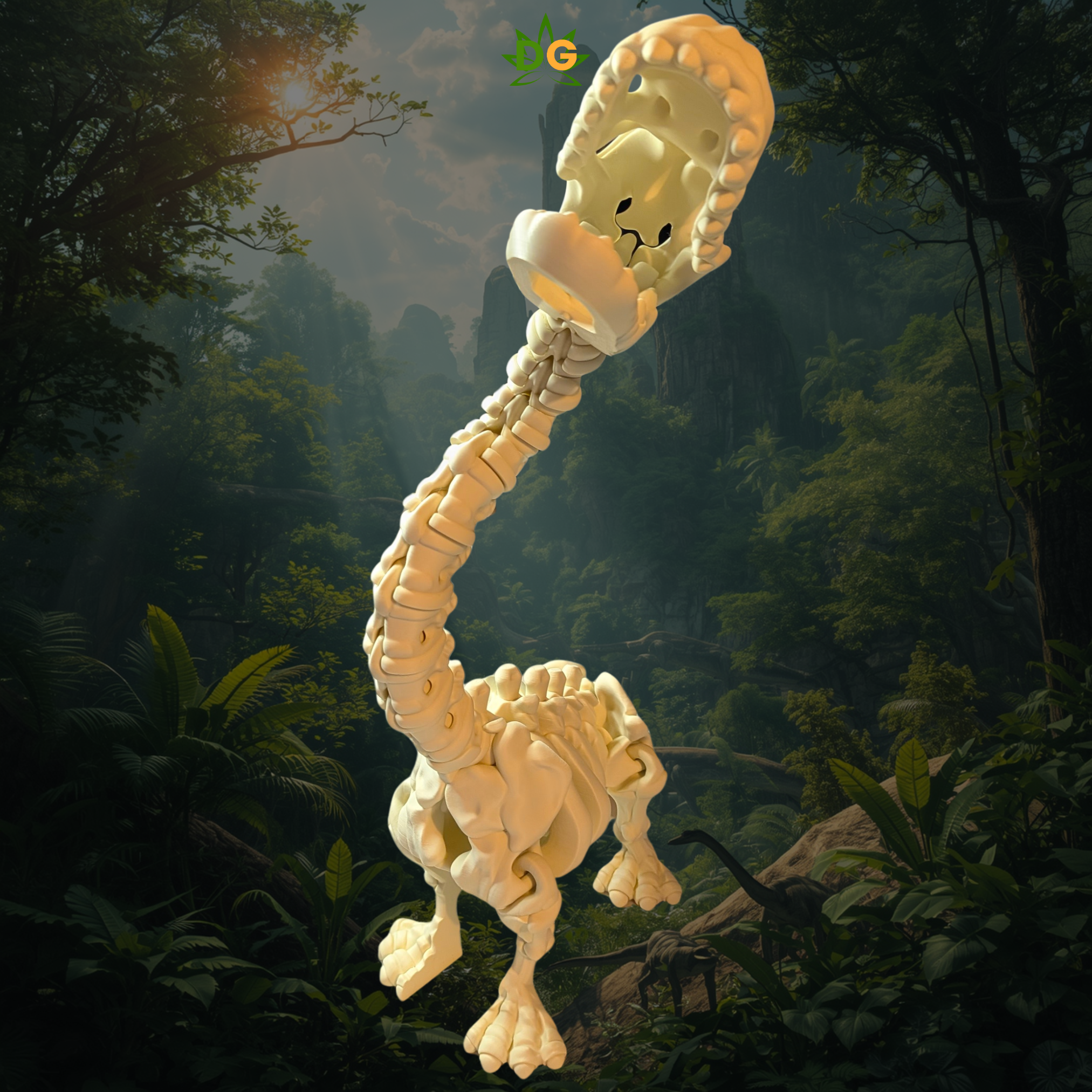 Articulated 3D Printed XL Skeleton Brachiosaurus Figurine and Fidget