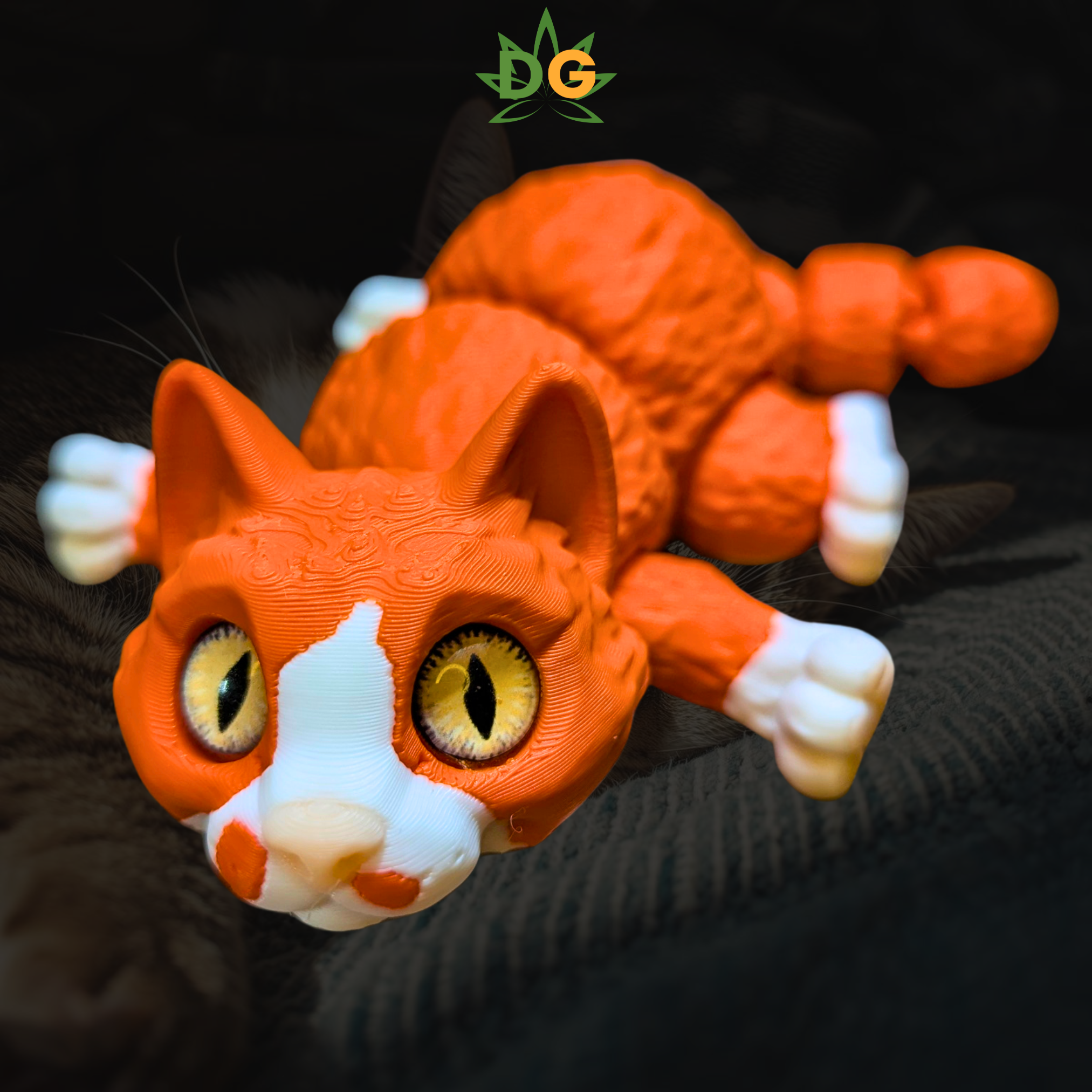 Toasty Orange Malone Kitty Flexi | 3D Printed Desk Buddy
