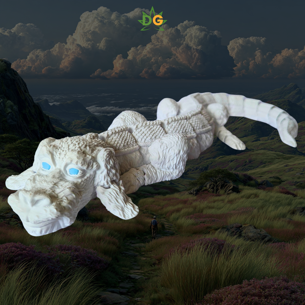 Articulated Mystical Flying Dog Dragon - XL Flexi White 80's Creature