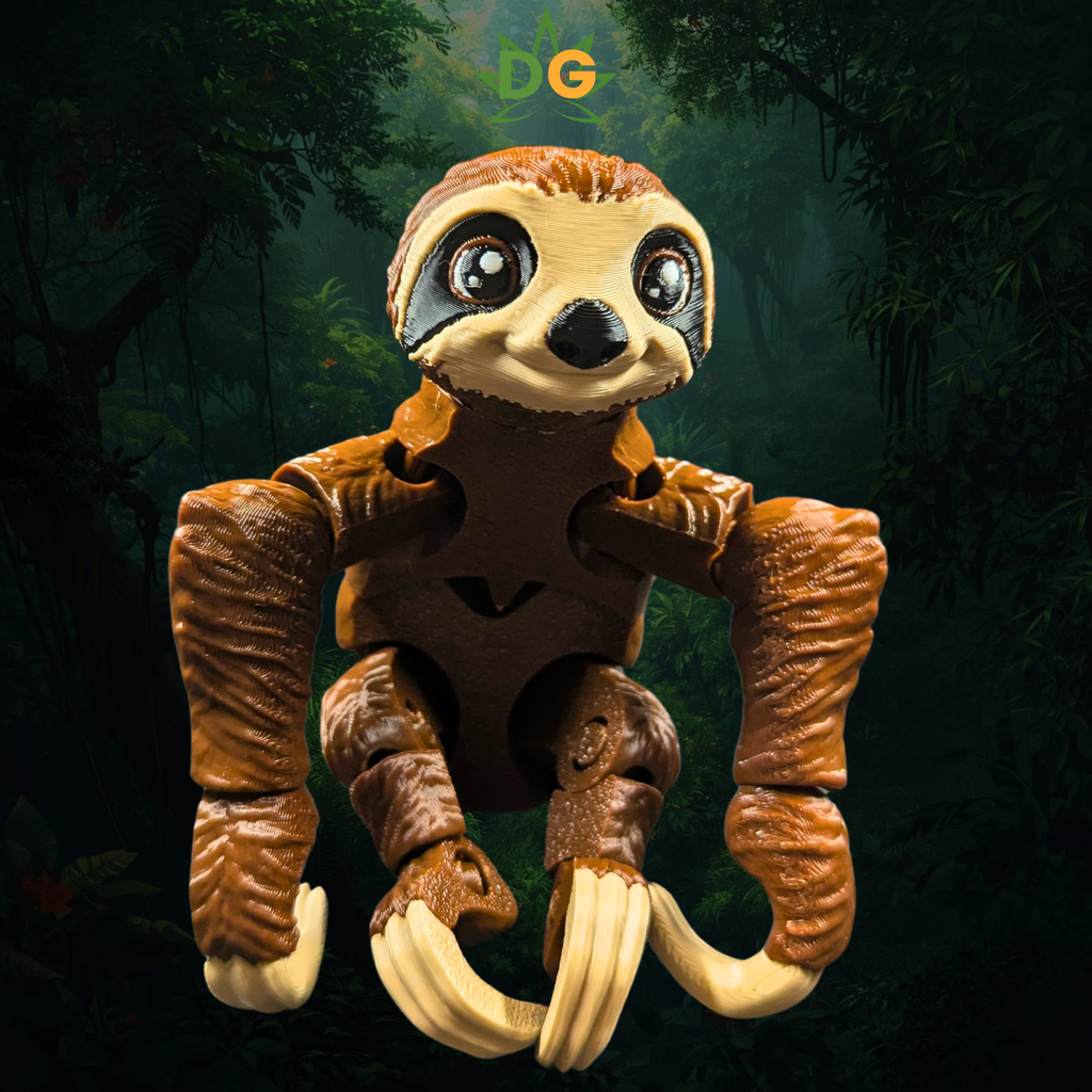 Hanging Sloth 3D Printed Model - Posable Flexi Figure - Sloth Lover Gift