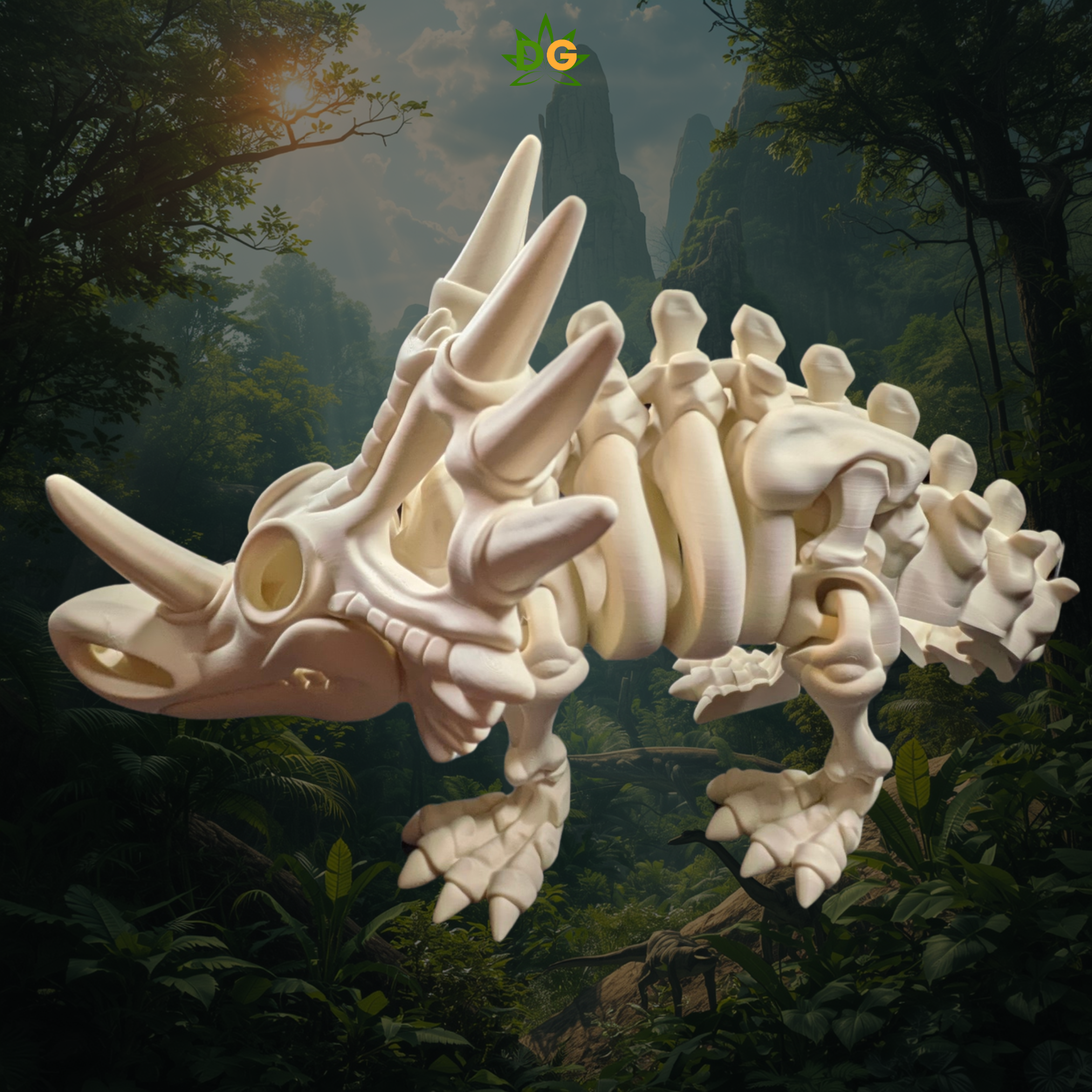 Flexi 3D Printed XL Skeleton Styracosaurus Articulated Fidget Figurine