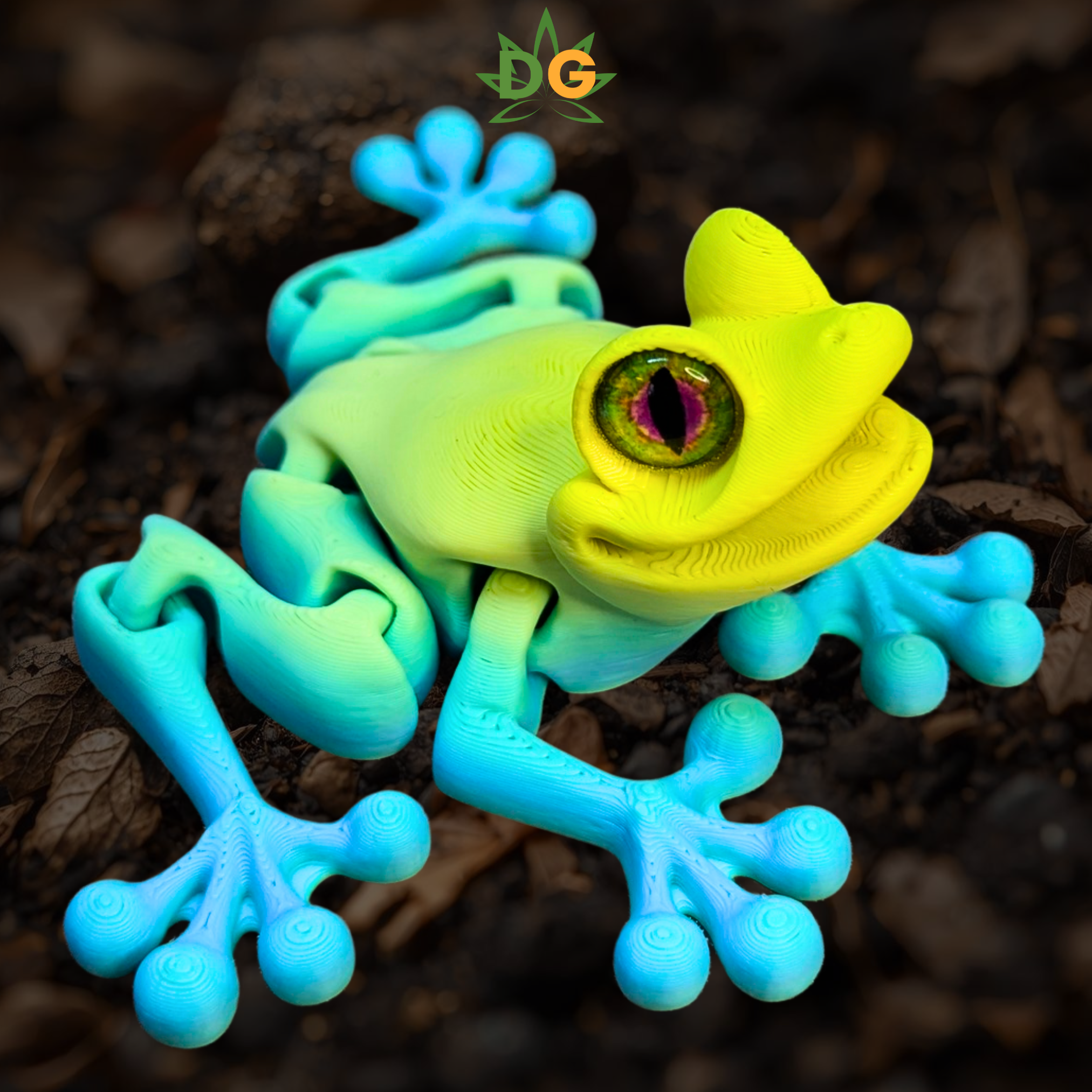 Color Shifting Tree Frog Flexi - 3D Printed Frog with Glass Eyes