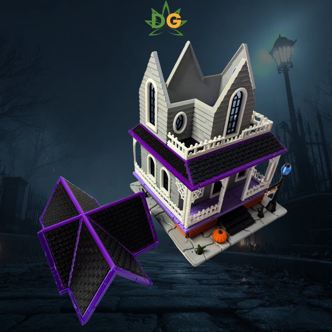 Ghoulishly Haunted House: Light-Up Halloween Decor, Intricate Details, Detachable Roof for Easy Custom Lighting!