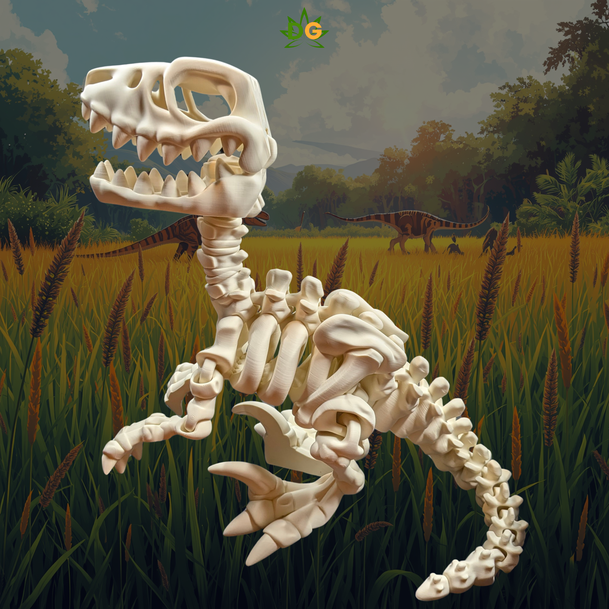 Flexi 3D Printed Articulated XL Skeleton Velociraptor Desk Pet