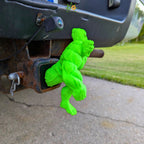 Green Hulk Smashing Trailer Hitch Plug | Weatherproof PETG Auto Decor