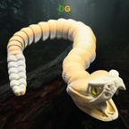 Articulated Rattlesnake 3D Printed Flexi with Realistic Glass Eyes