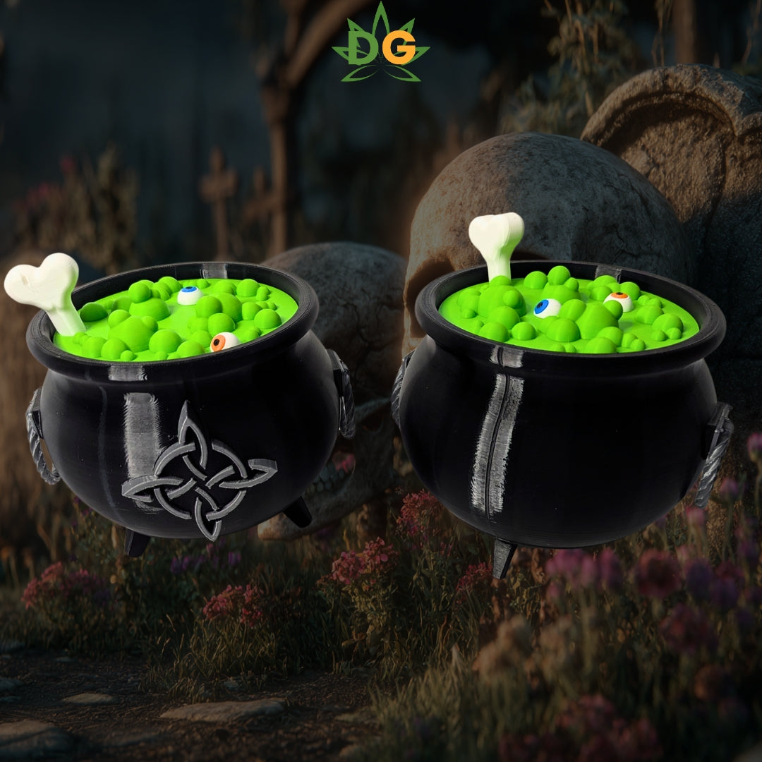 Spooky Witch's Cauldron Candy Jar - Bone Handle & Celtic Knot - The Perfect Halloween Decor