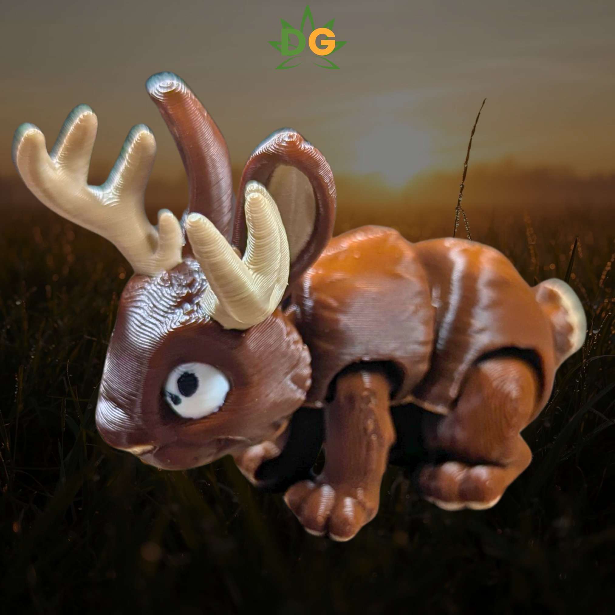 Articulated Mini Jackalope Flexi – 3D Printed Mythical Rabbit