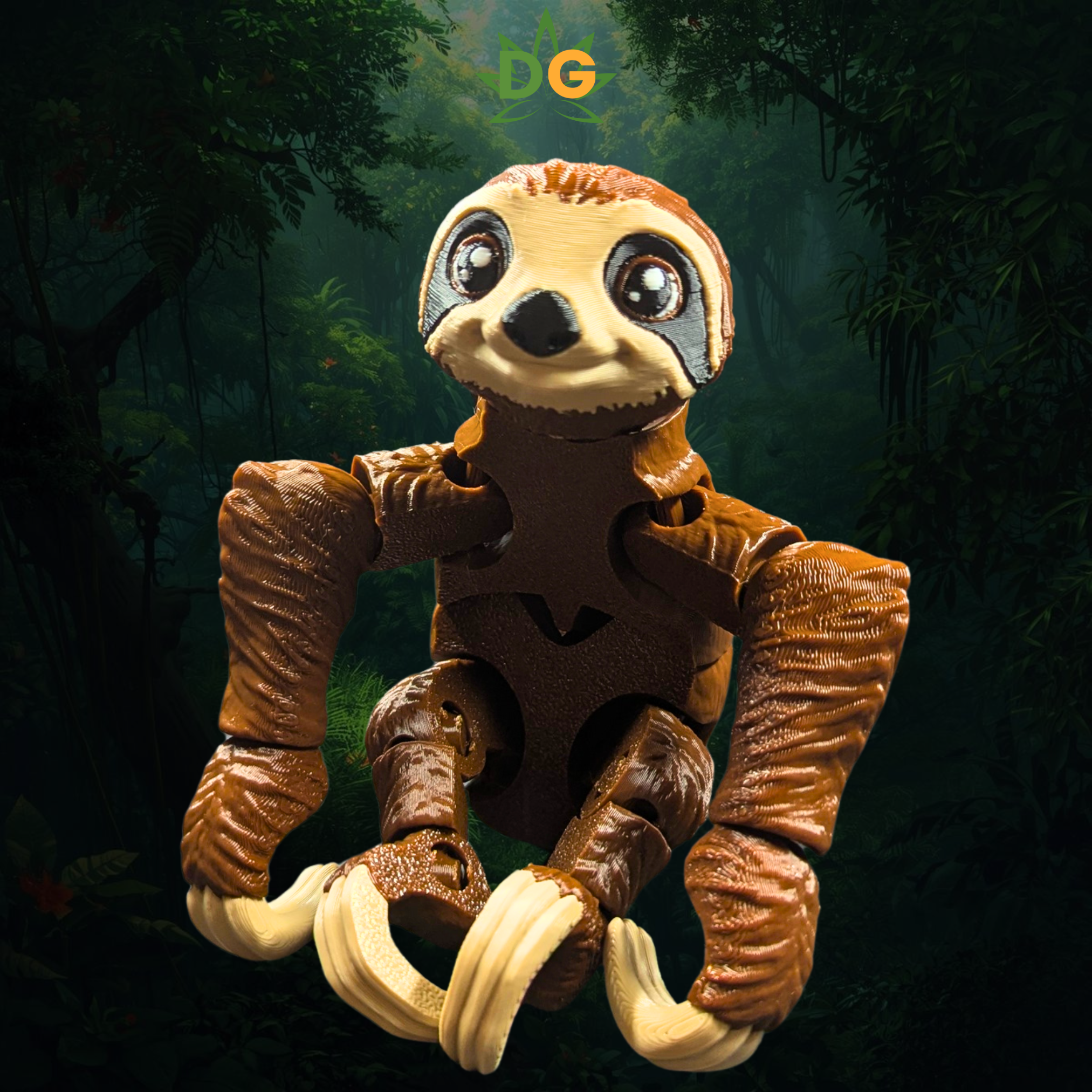 Hanging Sloth 3D Printed Model - Posable Flexi Figure - Sloth Lover Gift