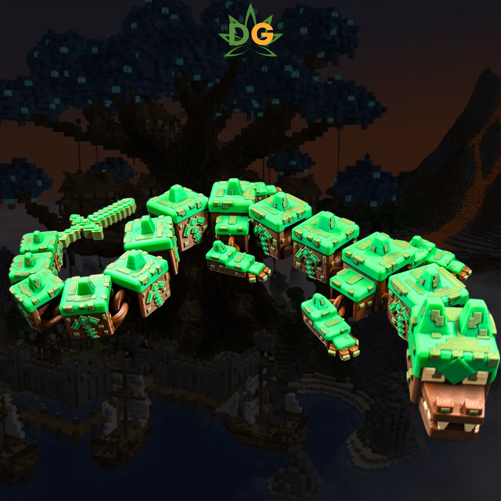 Articulated Earth Dragon Flexi - 3D Printed Pixelated Dragon Figure