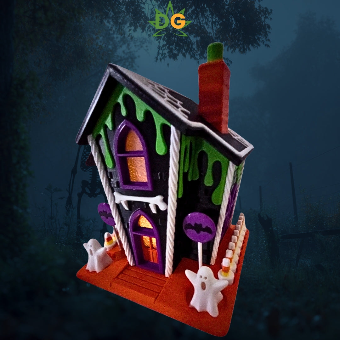 Halloween Delight Gingerbread Style House | Spooky season | Gift idea | Tea Light | Candy Jar | Ghostly vibes!