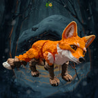 3D Printed Flexi Fox Figurine – Posable Orange Fox with Articulated Tail