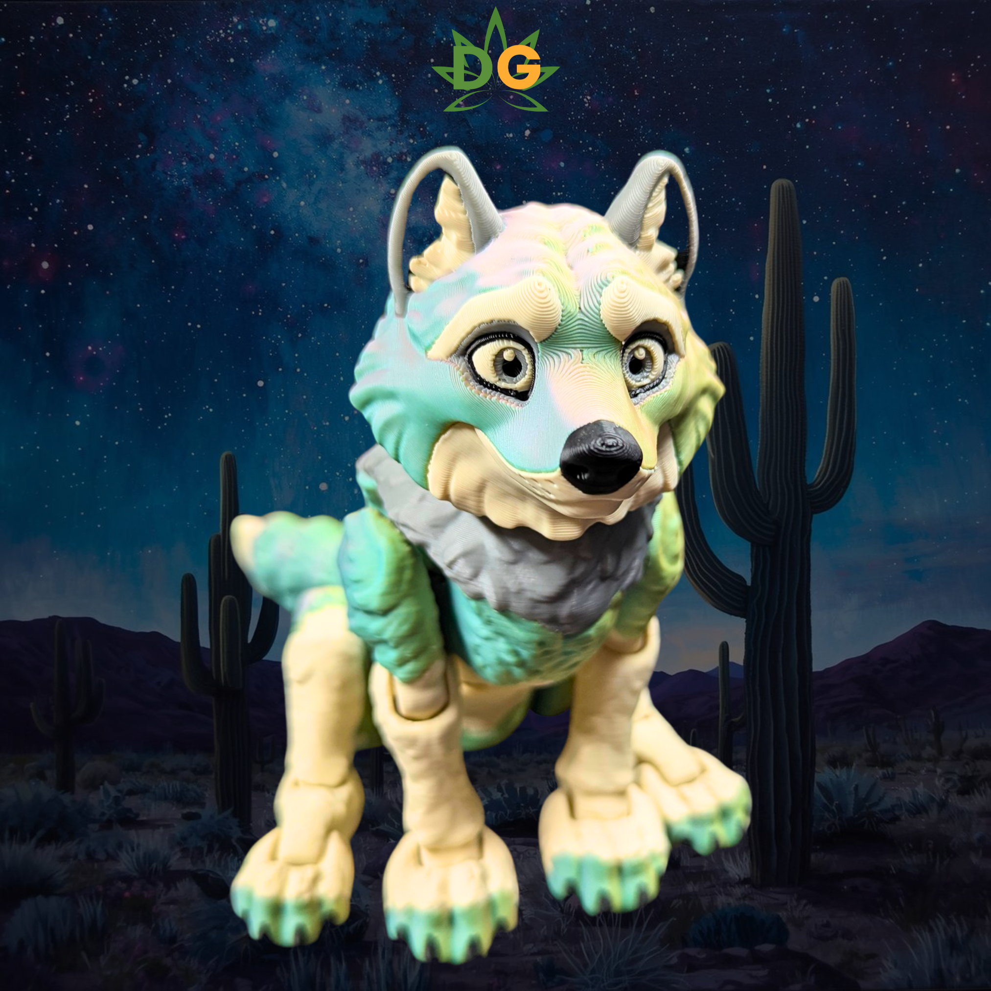 Color Shift Wolf Figurine - Articulated Animal Desk Pet 3D Printed