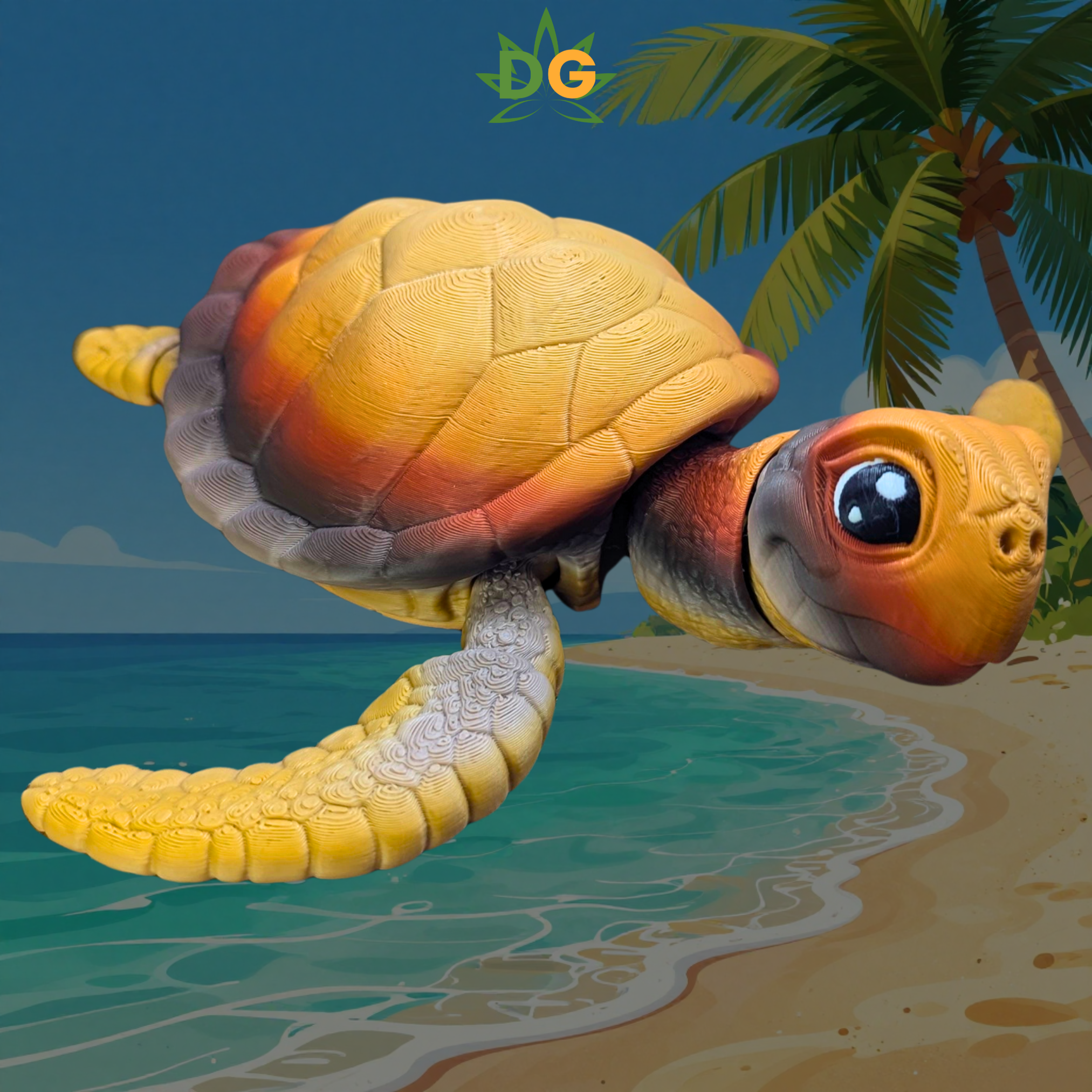 Articulated Sea Turtle Flexi - 3D Printed Ocean Animal Figure