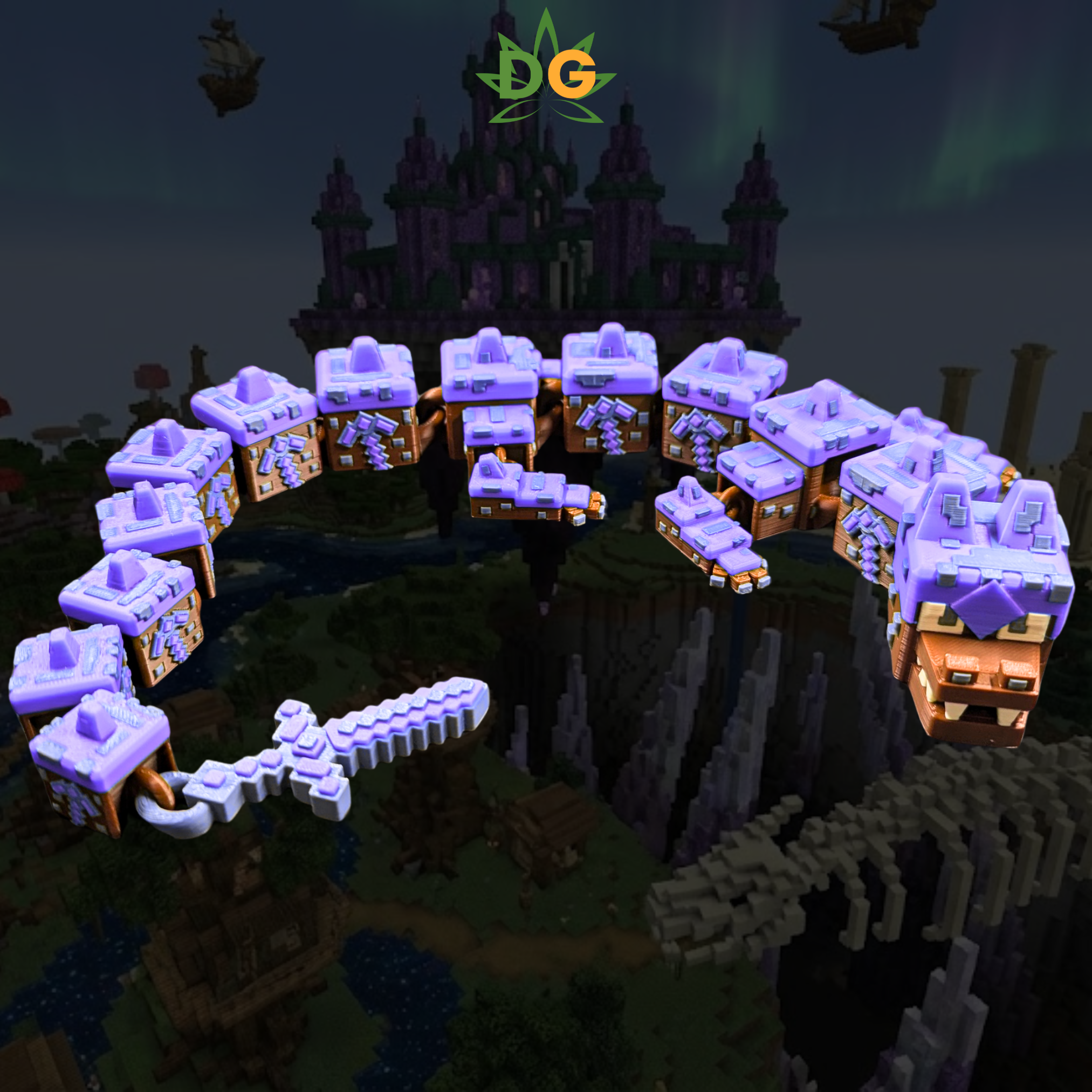 Articulated Earth Dragon Flexi - 3D Printed Pixelated Dragon Figure