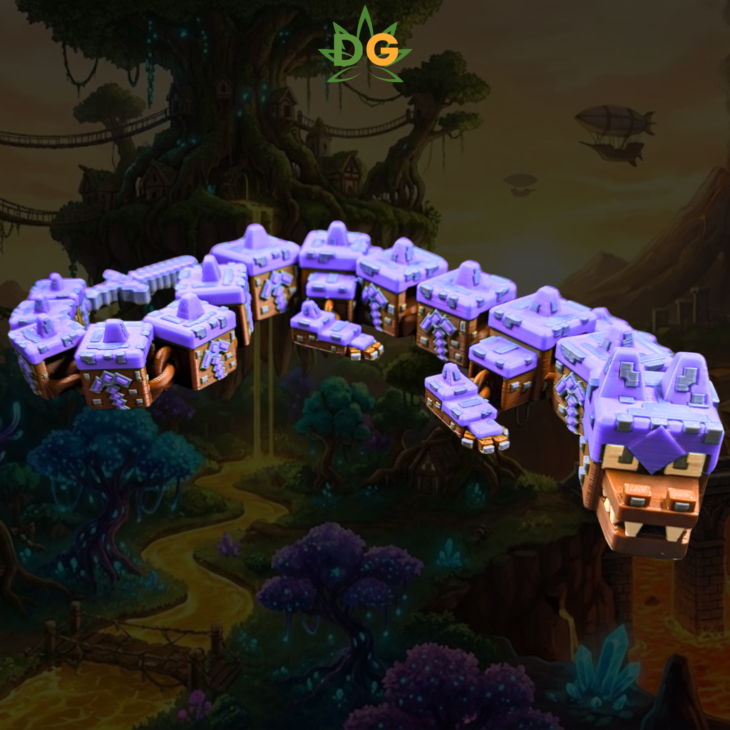 Articulated Earth Dragon Flexi - 3D Printed Pixelated Dragon Figure