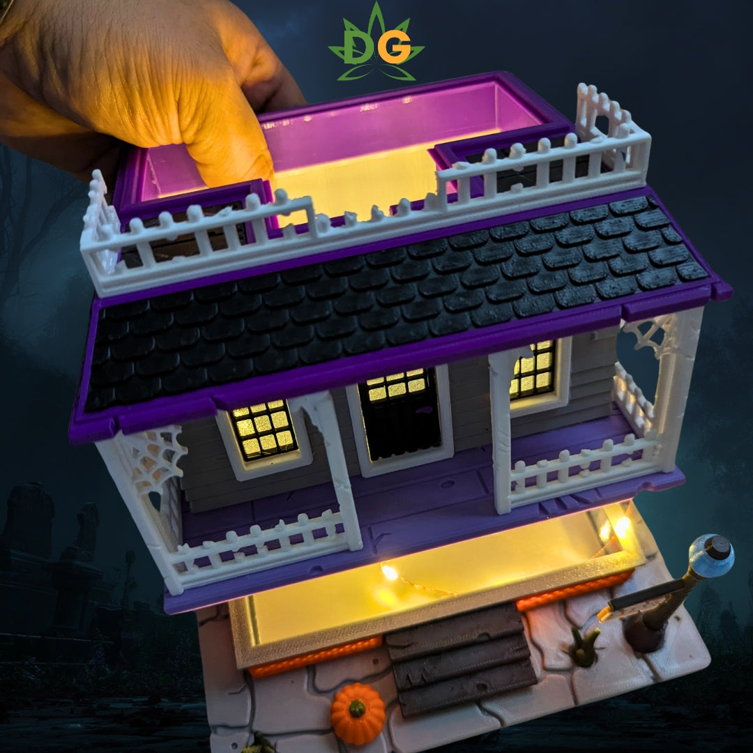 Ghoulishly Haunted House: Light-Up Halloween Decor, Intricate Details, Detachable Roof for Easy Custom Lighting!
