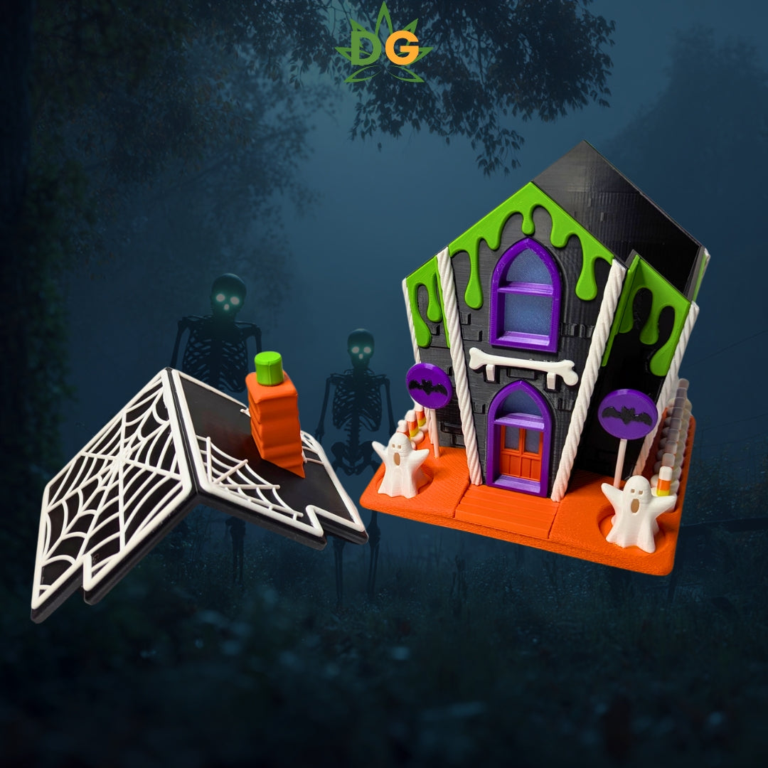 Halloween Delight Gingerbread Style House | Spooky season | Gift idea | Tea Light | Candy Jar | Ghostly vibes!