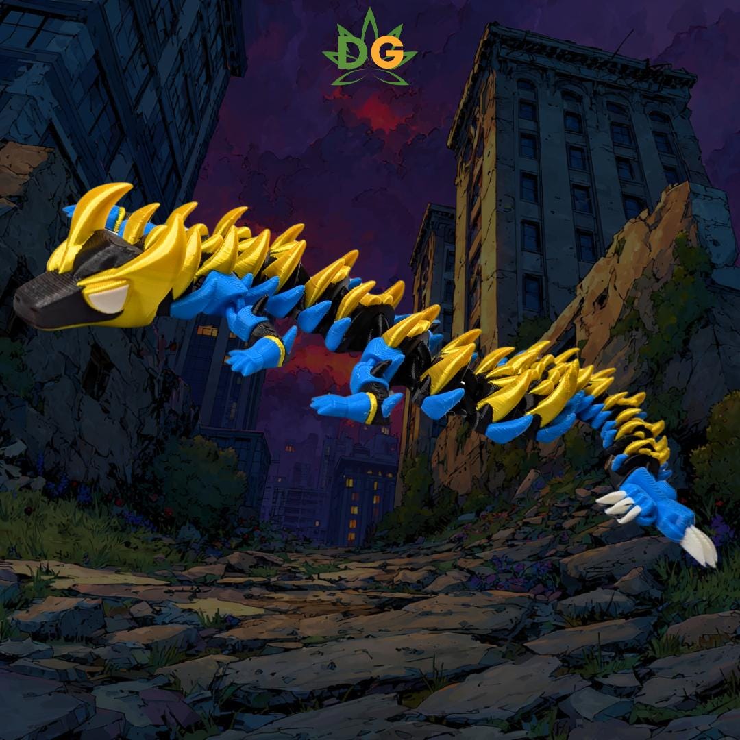 Articulated Flexi Golden Spiked Mutant Dragon