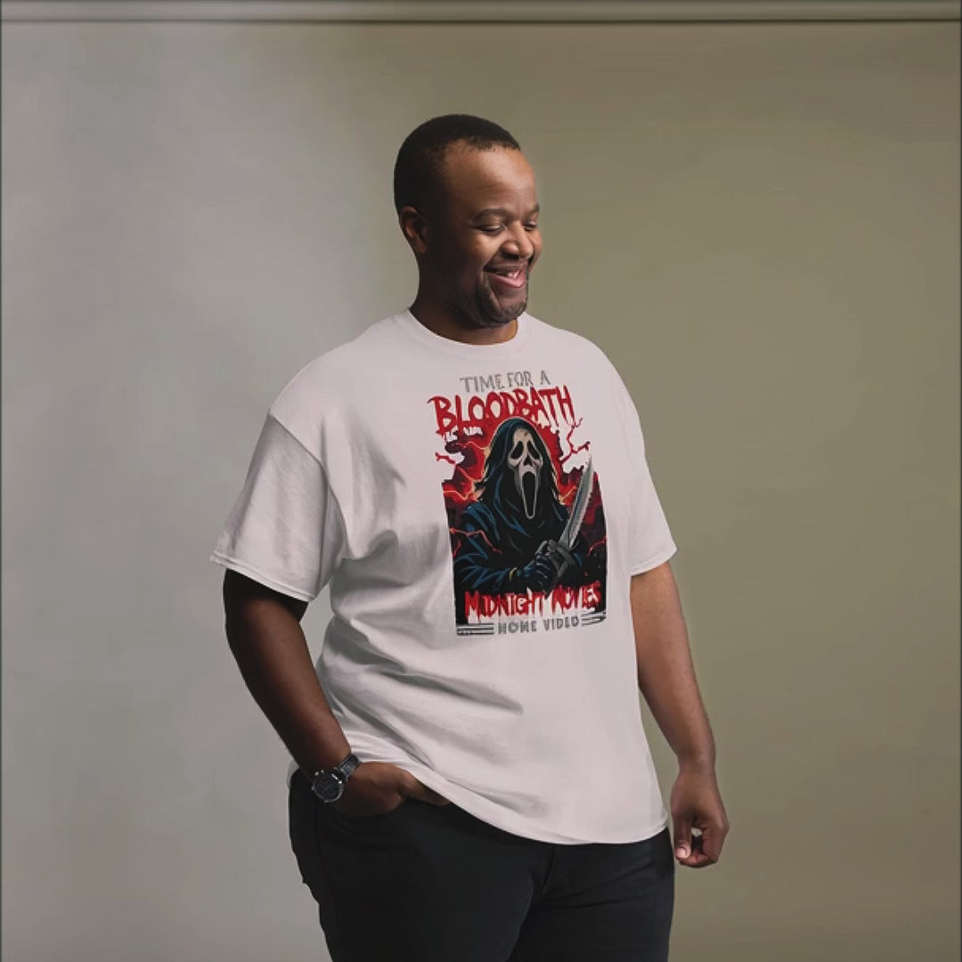 Time for a Bloodbath Slasher Shirt: Ghostface Horror Movie Tee - Midnight Movies Classic for True Slasher Fans!