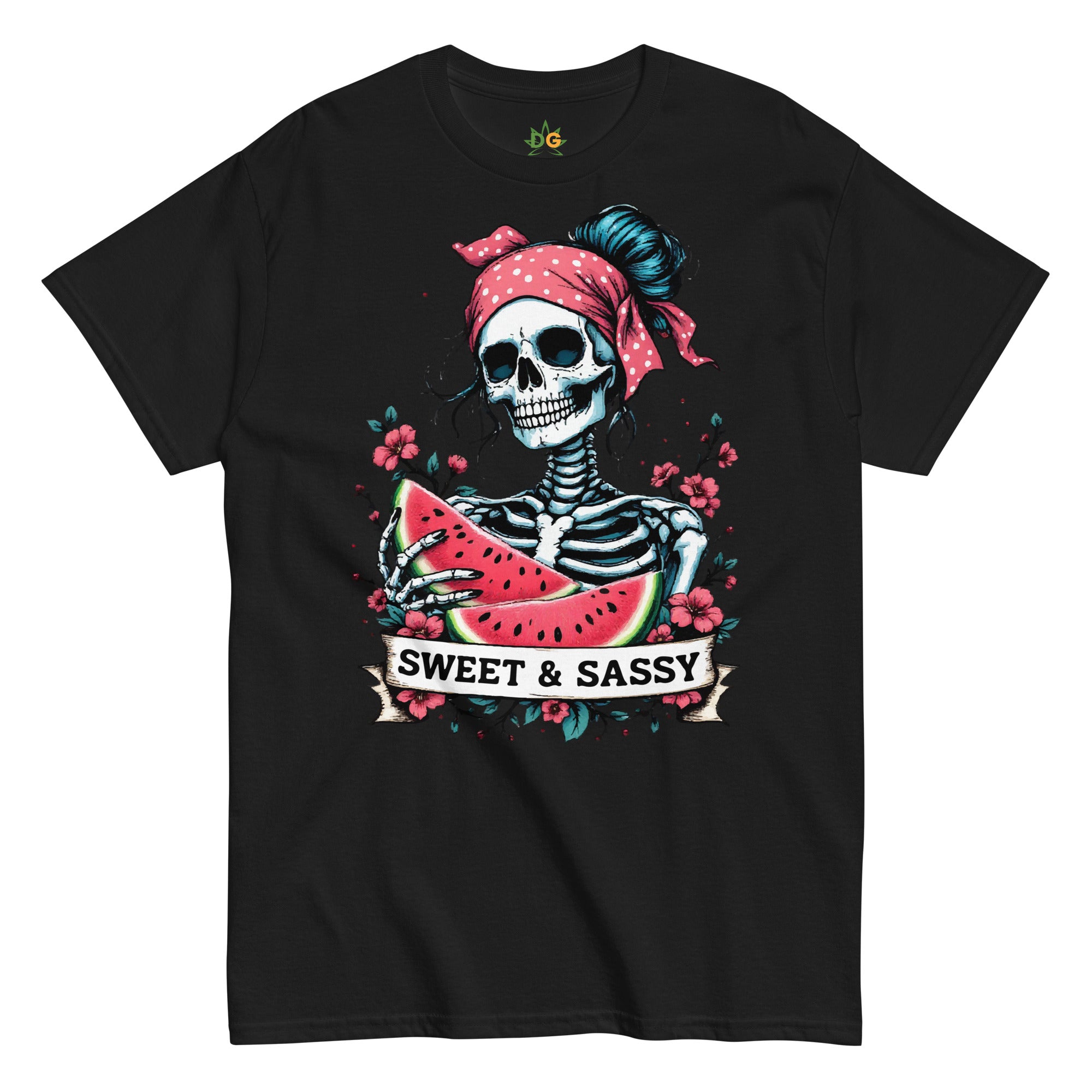 Watermelon Skeleton T-Shirt | Sweet and Sassy Goth Tee, Cute Pink Skull Shirt, Fun Halloween Top, Spooky Pastel Aesthetic Clothing