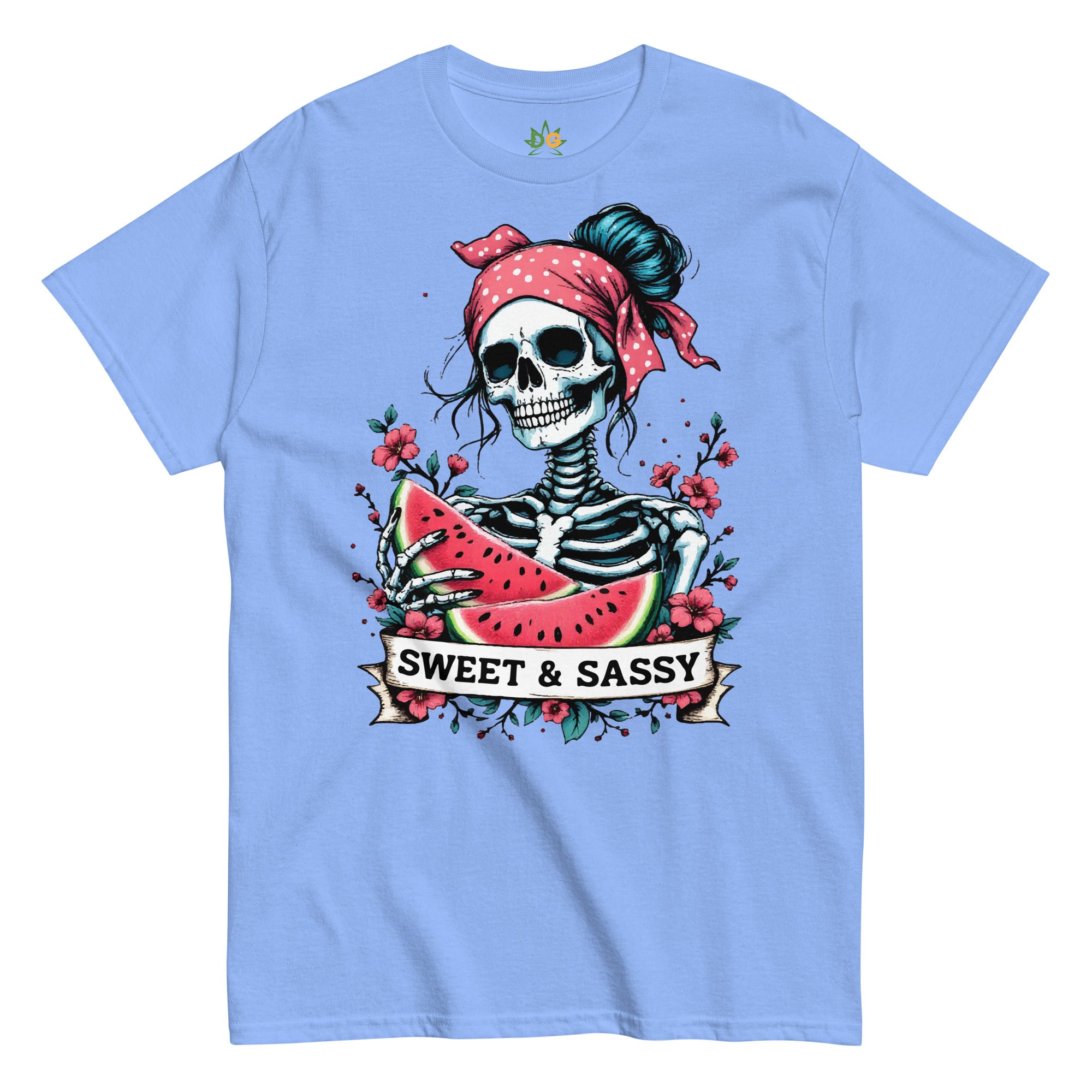 Watermelon Skeleton T-Shirt | Sweet and Sassy Goth Tee, Cute Pink Skull Shirt, Fun Halloween Top, Spooky Pastel Aesthetic Clothing