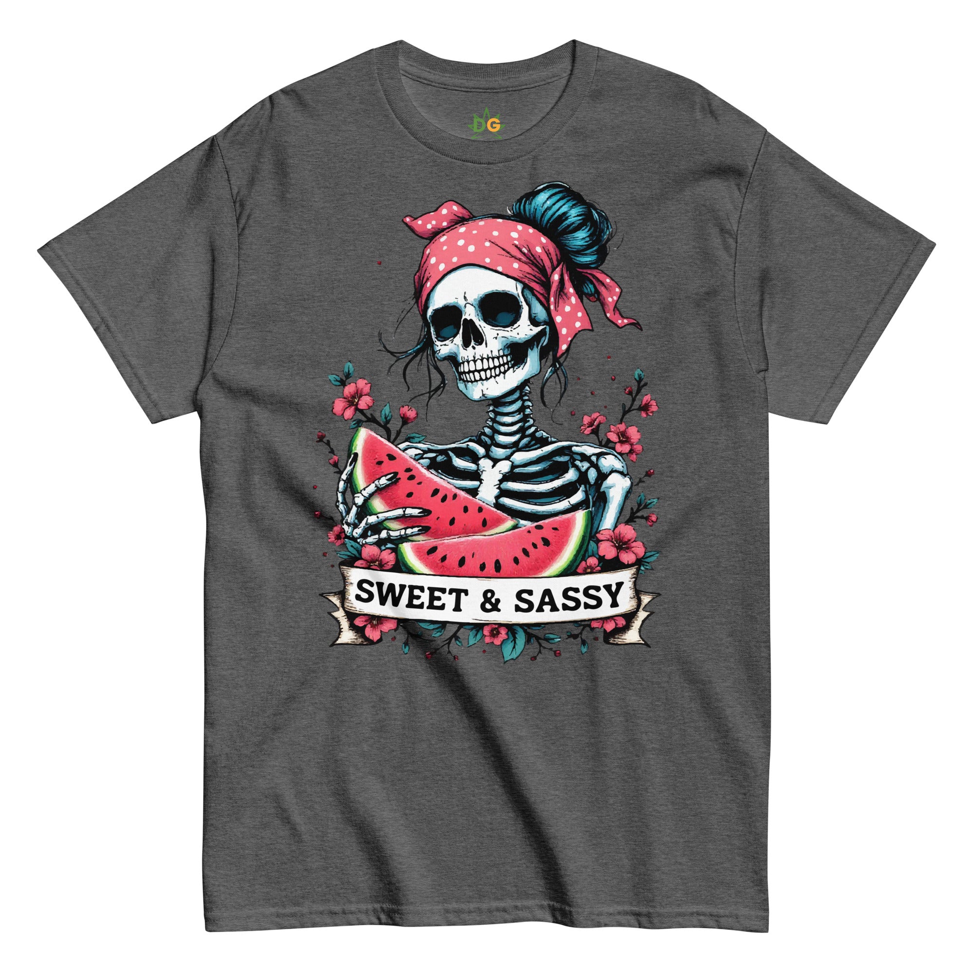 Watermelon Skeleton T-Shirt | Sweet and Sassy Goth Tee, Cute Pink Skull Shirt, Fun Halloween Top, Spooky Pastel Aesthetic Clothing