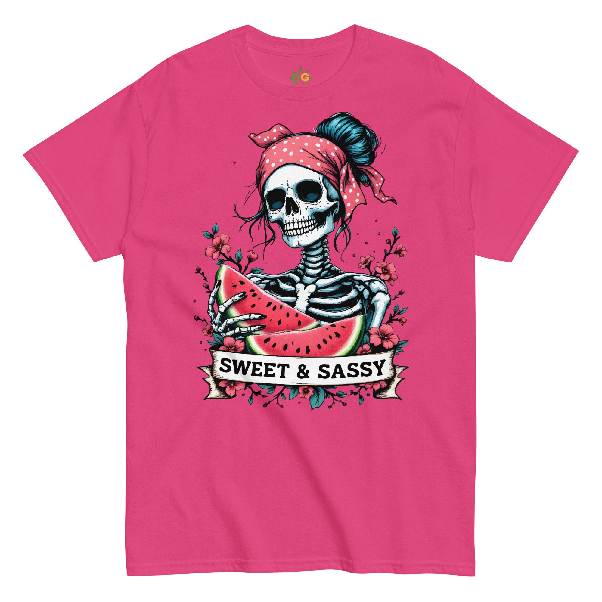 Watermelon Skeleton T-Shirt | Sweet and Sassy Goth Tee, Cute Pink Skull Shirt, Fun Halloween Top, Spooky Pastel Aesthetic Clothing